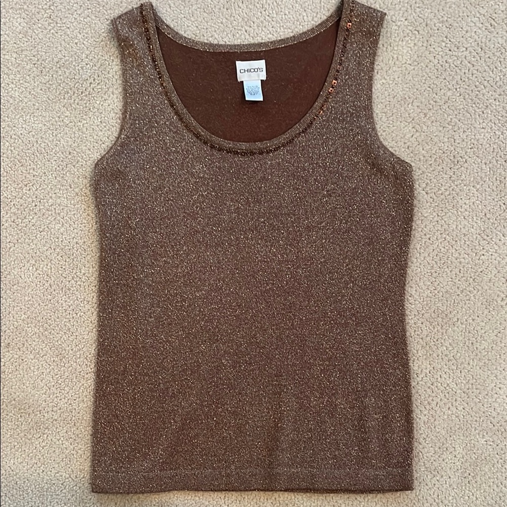 Chico's Brown Sparkle Tank Top